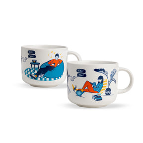 Ceramic Cappuccino Cup Set of 2 – His & Her (350ml)