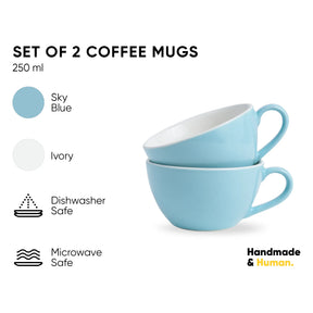 Sky Blue Cappuccino Cup Set of 2 | 250ml | Barista Collection