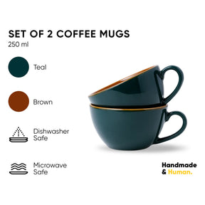Teal Green Cappuccino Cup Set of 2 | 250ml | Barista Collection