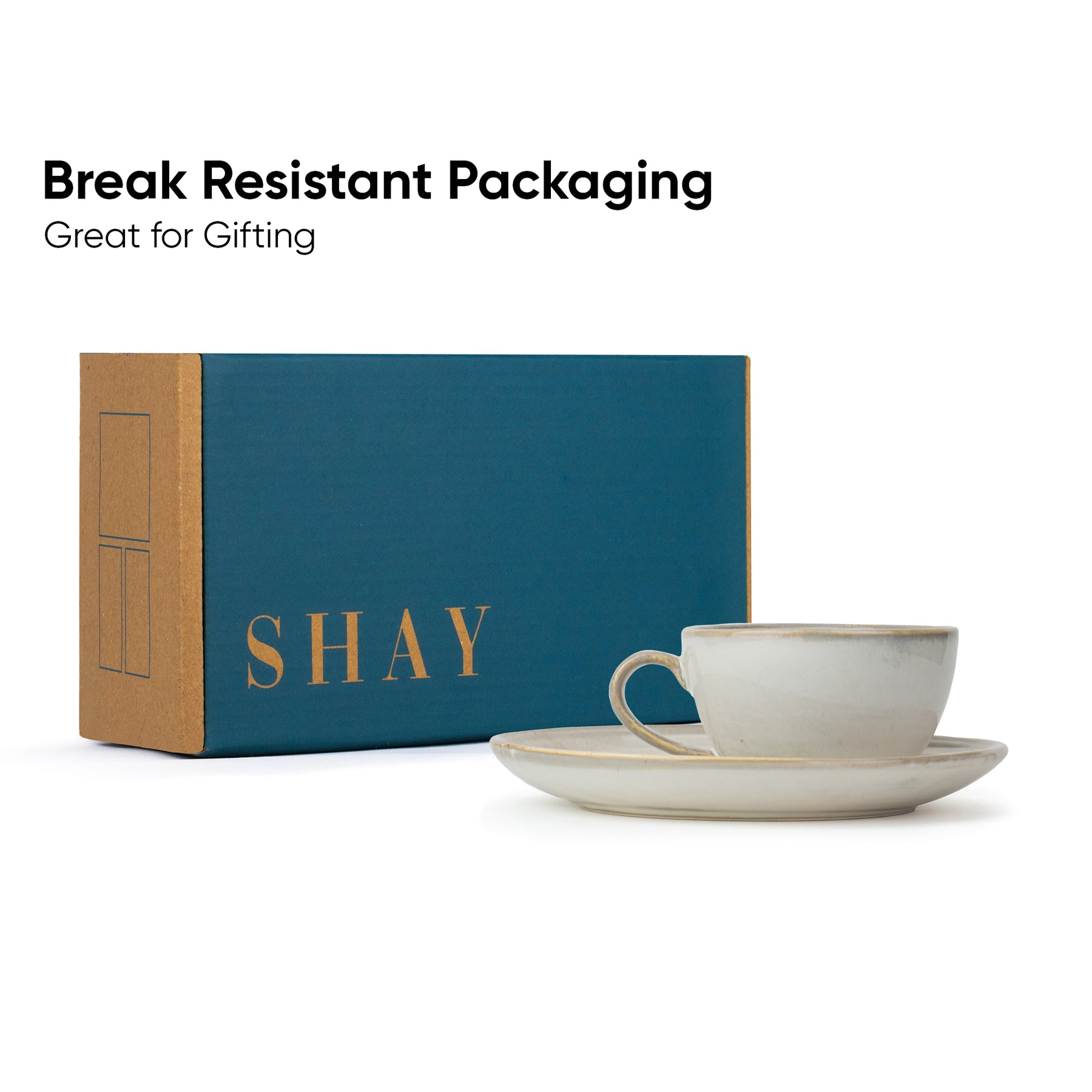 Ceramic Coffee Cup & Saucer Set 250ml – Off White | Reactive Glaze Porcelain