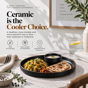Ceramic Dinner Plates Set, 6 Pieces | Japandi Series