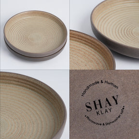 Ceramic Pasta Bowl | Klay Collection | Set of 2 | Stackable | Grey