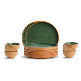 Ceramic Dinner Set | Klay Collection | 12 Pieces | Klay Green | Matte Finish