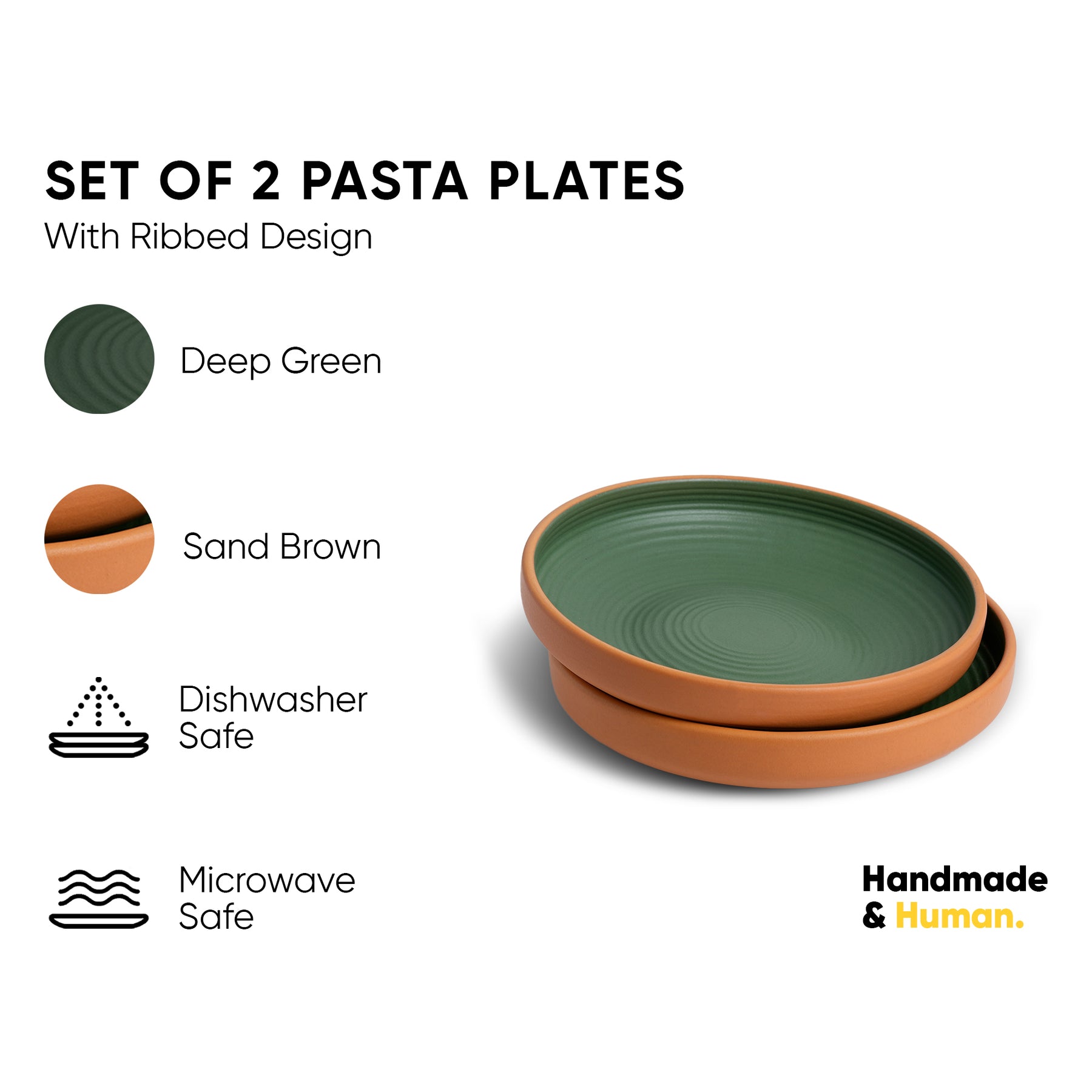 Ceramic Pasta Bowl | Klay Collection | Set of 2 | Stackable