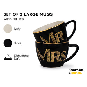 Mr & Mrs Ceramic Couple Mugs | 400ml | Premium Stoneware | Glossy Finish