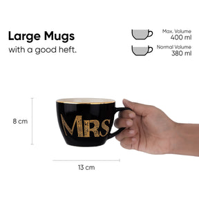 Mr & Mrs Ceramic Couple Mugs | 400ml | Premium Stoneware | Glossy Finish