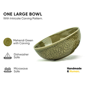 Ceramic Serving Bowl, 1200ml, 1 Pc, Carving Collection | Large Serving Bowl