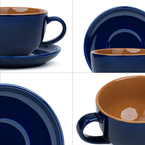 Midnight Blue Ceramic Cappuccino Cup & Saucer – 250 ML