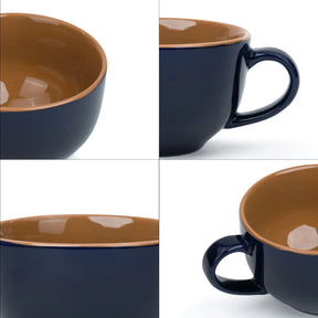 Large Ceramic Midnight Blue Coffee Cup Set of 2 | 320ml | XL Cuppa Collection