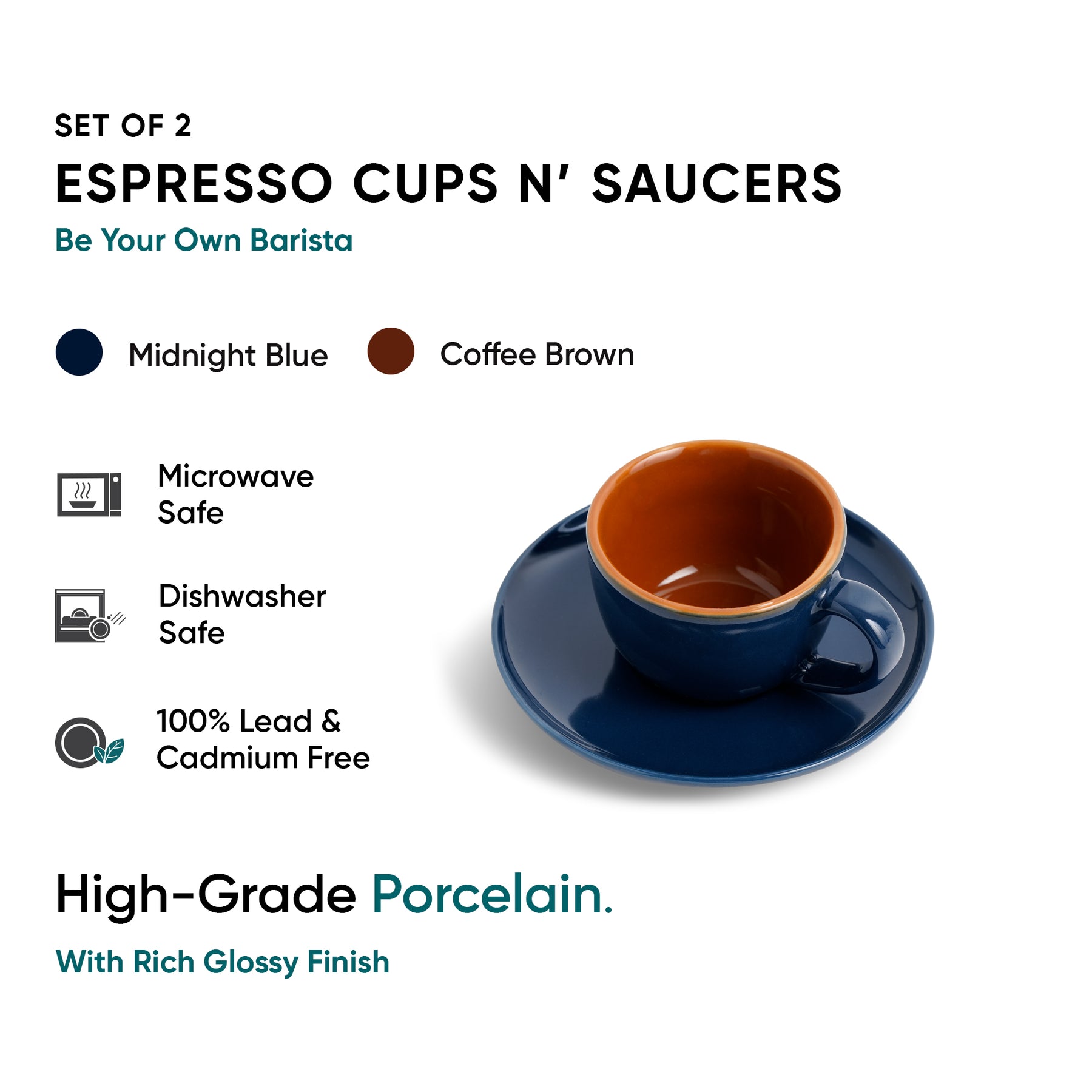 Ceramic Espresso Cup  Saucer Set | Set of 2 | 100ml