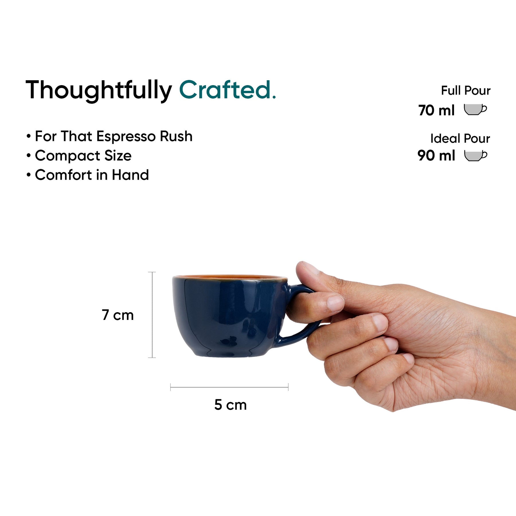 Ceramic Espresso Cup  Saucer Set | Set of 2 | 100ml
