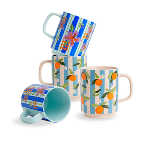 Tangerine & Lily Ceramic Coffee Mug Set of 4 – Rise Collection
