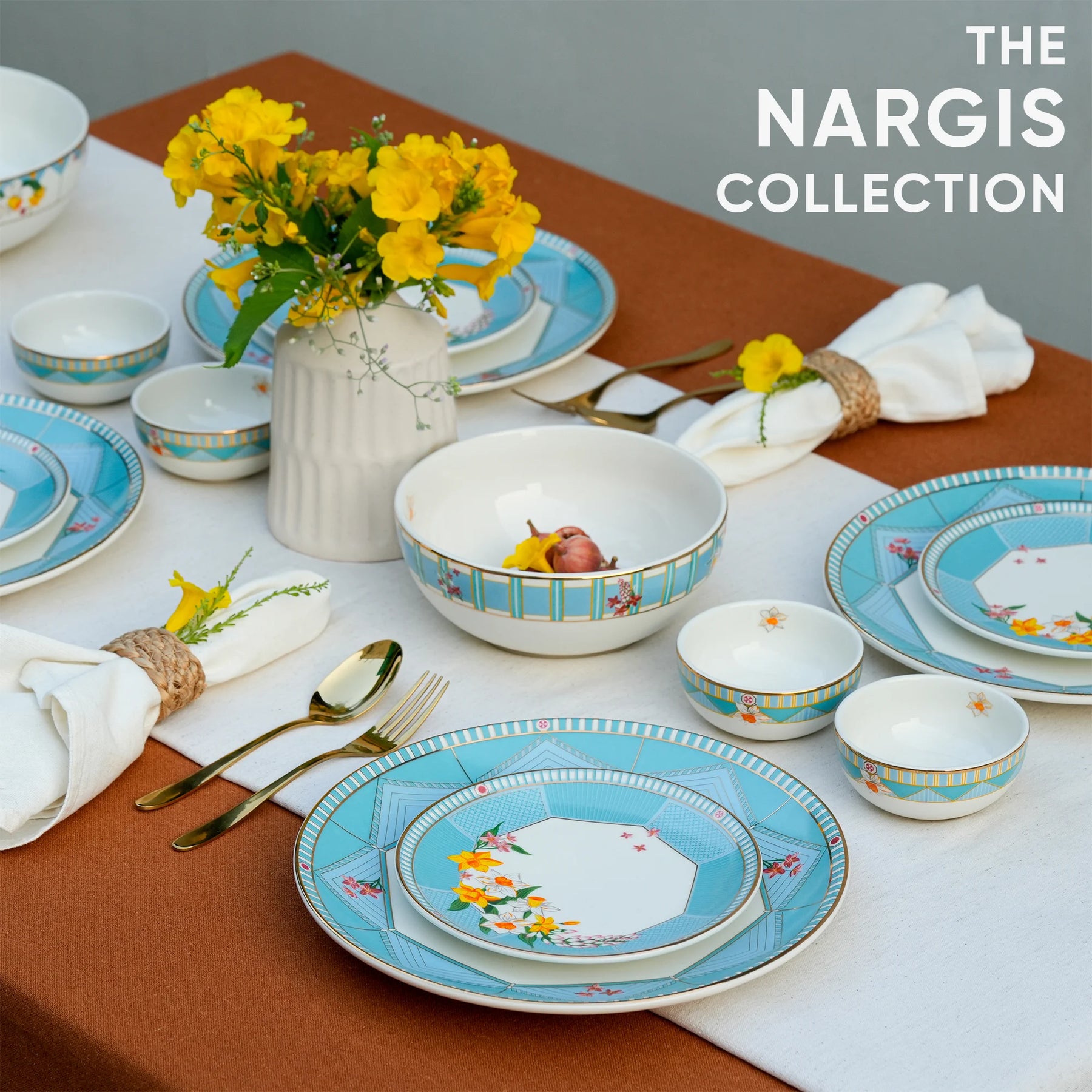 Ceramic Dinner Set | Nargis Collection | 21 Pieces | Dinner Set For 6 | Floral