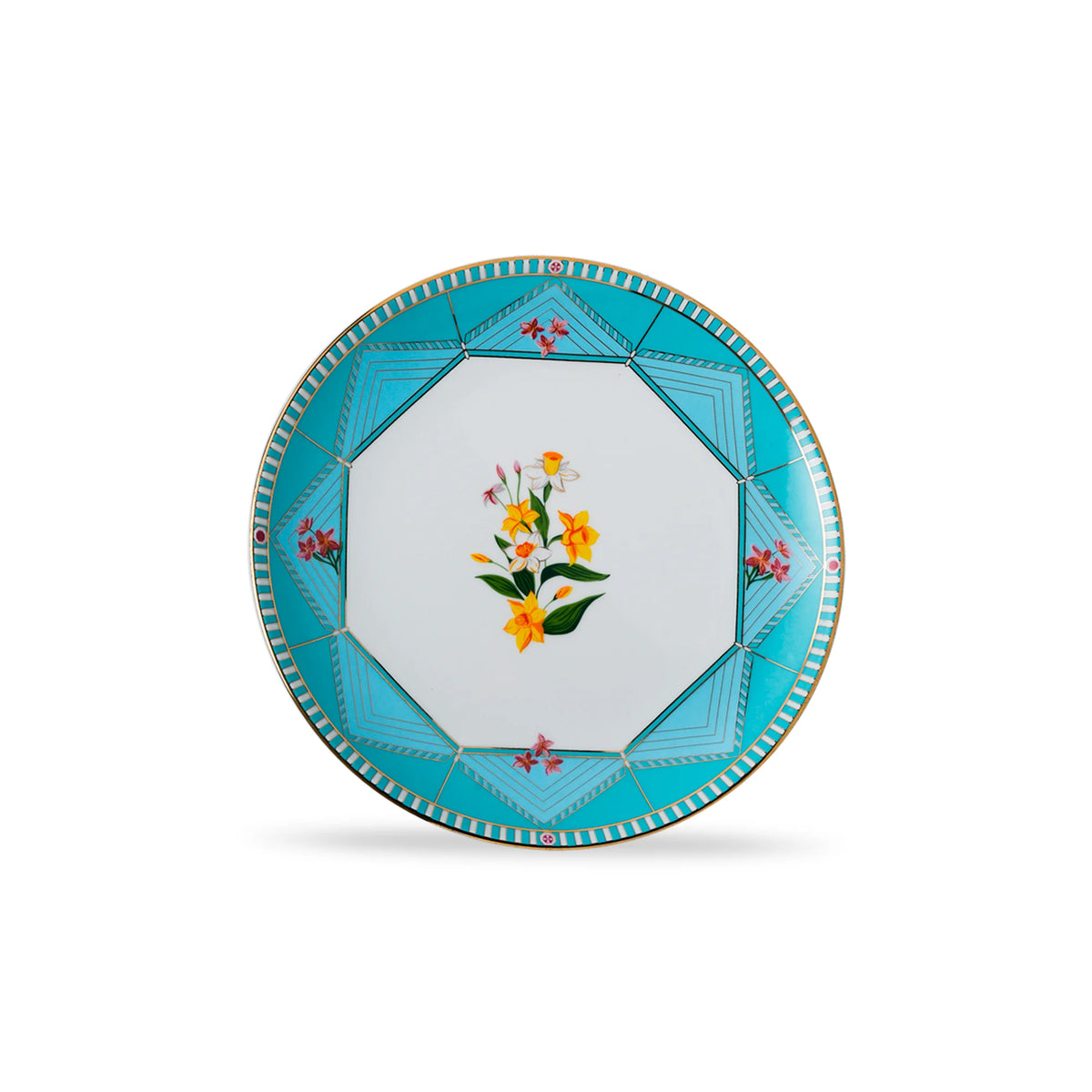 Decorative plate with floral design on a white background