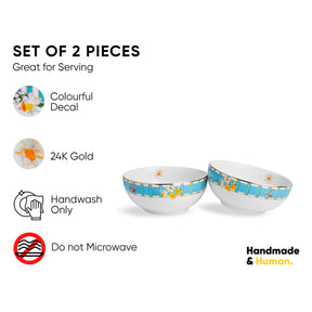 Ceramic Medium Serving Bowls Set of 2 Pieces | Nargis Collection |  18 cm