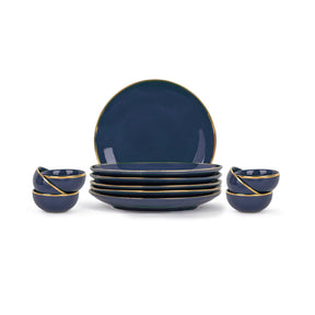 Ceramic Dinner Set | Halo Collection | 12 Pieces | Navy