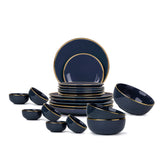 Ceramic Dinner Set | Halo Collection | 21 Pieces | Dinner Set For 6 | Navy