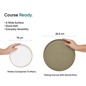 Ceramic Dinner Set | Japandi Collection | 21 Pieces | Dinner Set For 6 | Olive