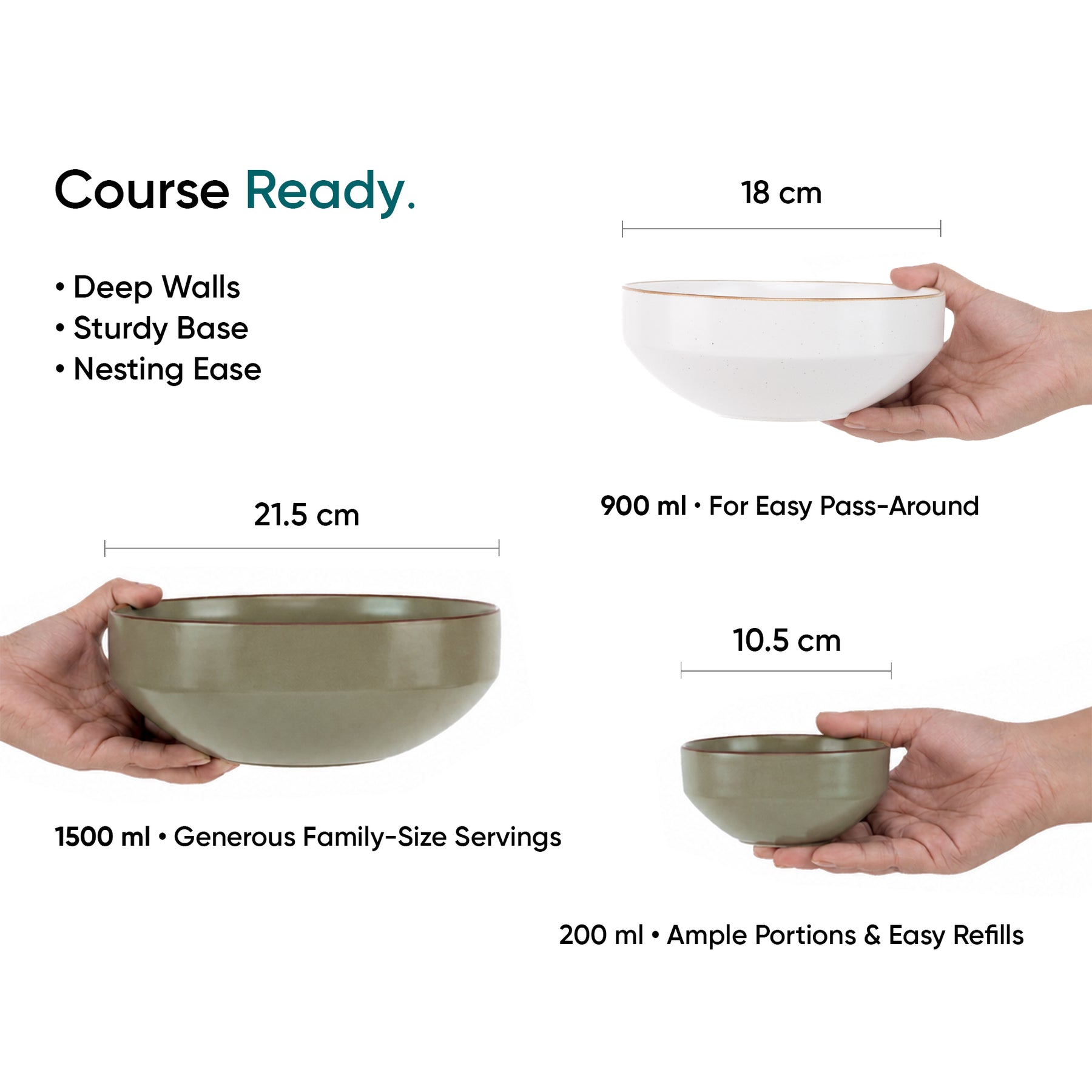 Ceramic Dinner Set | Japandi Collection | 21 Pieces | Dinner Set For 6 | Olive