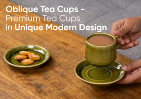 Ceramic Cup and Saucer Set of 6 | Trap Cup Collection | 200ml | Glossy Finish