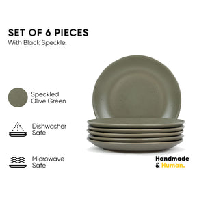 Ceramic Dinner Plates Set, 6 Pieces | Earth Collection | Olive