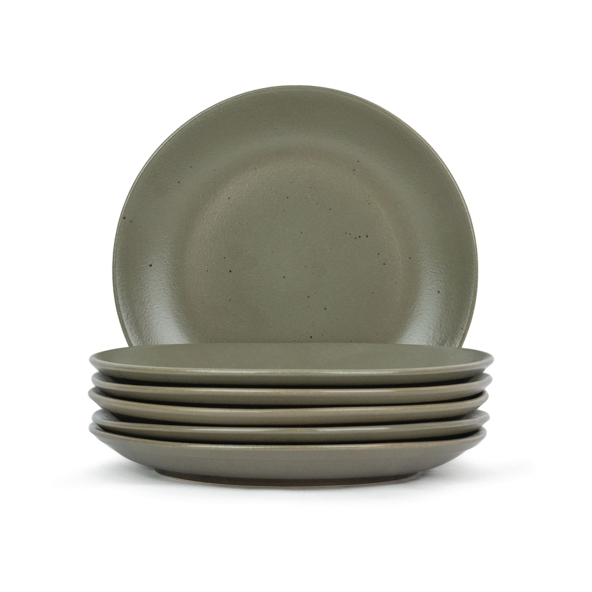 Ceramic Dinner Plates Set, 6 Pieces | Earth Collection | Olive