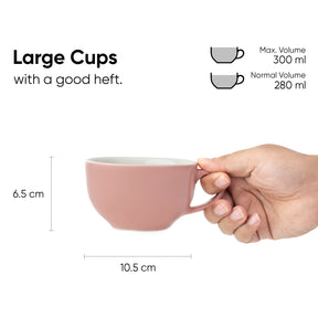 Large Ceramic Coffee Cup Set of 2, Light Pink, 320ml | XL Cuppa Collection | Glossy Finish