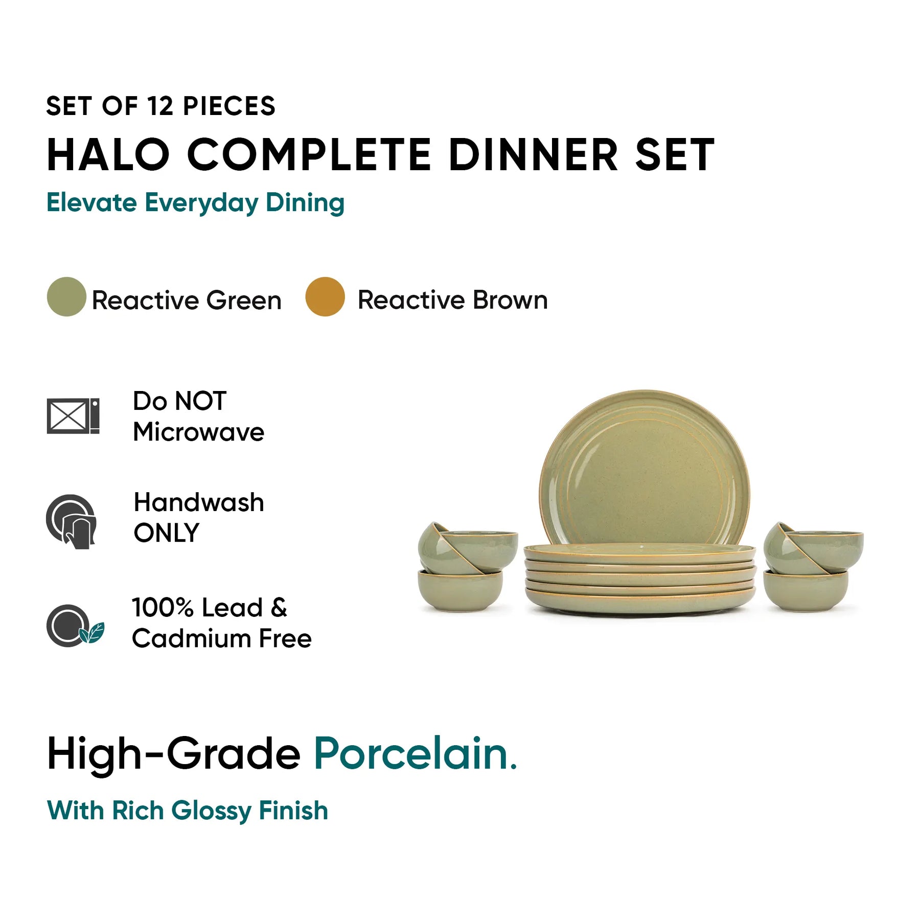 Ceramic Dinner Set | Flow Collection | 12 Pieces | Pista