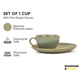 Self Reactive Coffee Cup Saucer Set, 250ml | Ceramic Mug | Glossy Finish