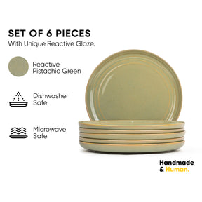 Ceramic Dinner Plates Set, 6 Pieces | Self Reactive Collection | Glossy Finish