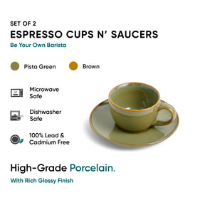 Ceramic Espresso Cup  Saucer Set | Set of 2 | 100ml