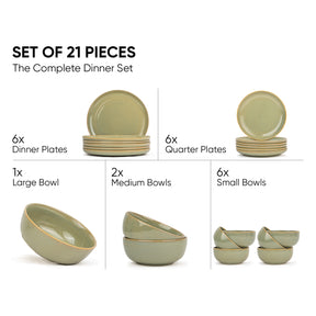 Self Reactive Ceramic Dinner Set of 21