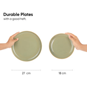 Ceramic Dinner Plates Set, 21 Pieces | Self Reactive Collection | Glossy Finish
