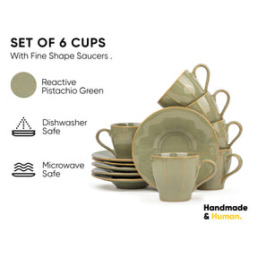 Ceramic Cup & Saucer Set of 6, 180ml – Self Reactive Collection