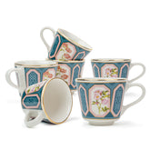 Parterre Ceramic Tea Cups with Gold Rim – 180 ML | Set of 6