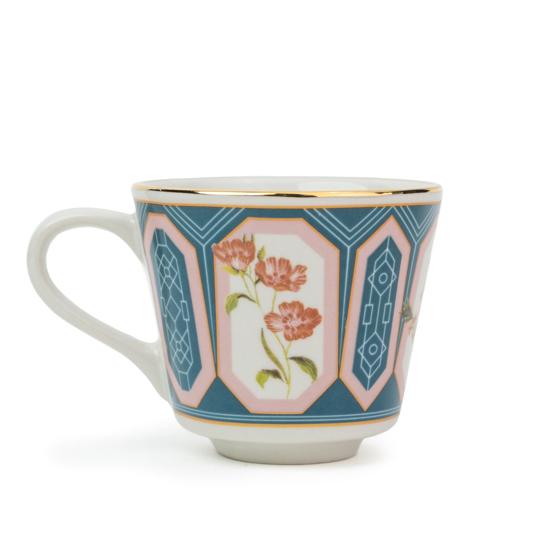 Parterre Ceramic Tea Cups with Gold Rim – 180 ML | Set of 6