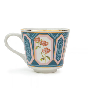 Parterre Ceramic Tea Cups with Gold Rim – 180 ML | Set of 6