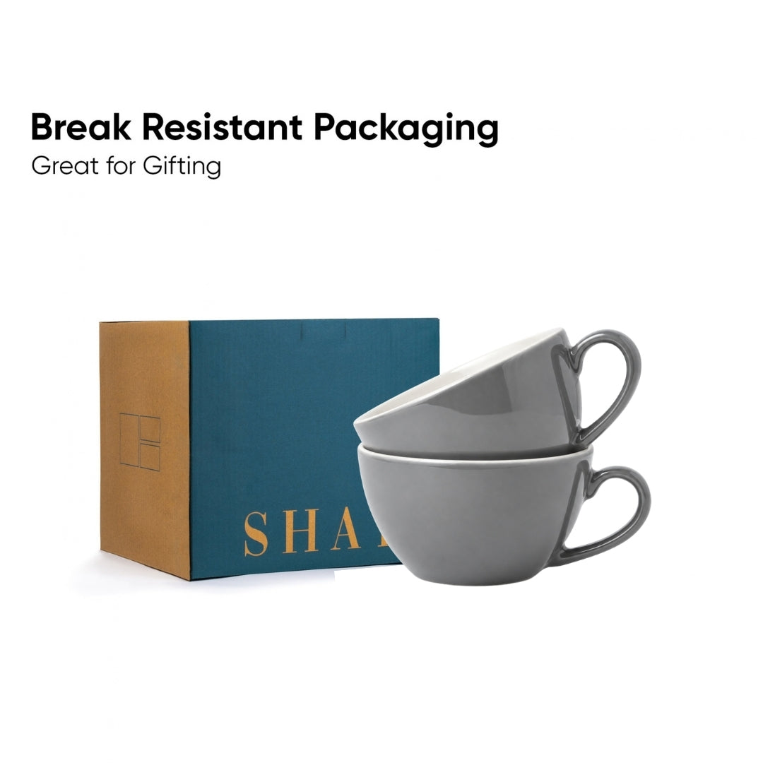 Grey Ceramic Cappuccino Cups – 250 ML | Set of 2