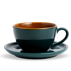 Teal Green Ceramic Cappuccino Cup & Saucer – 250 ML