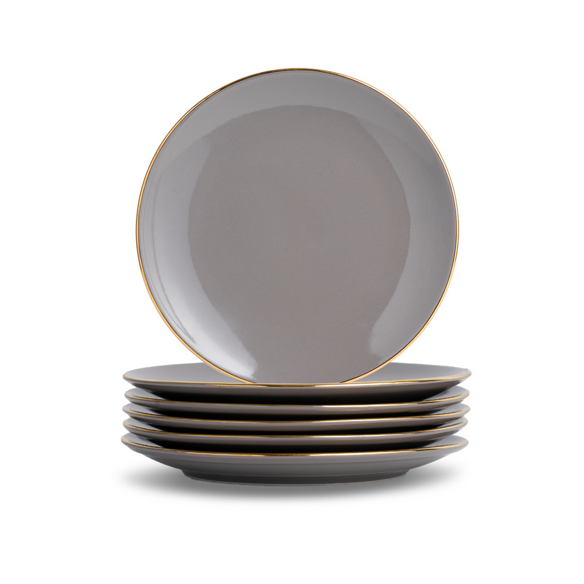 Ceramic Quarter Plates Set of 6 - Goldline Collection | Glossy Finish