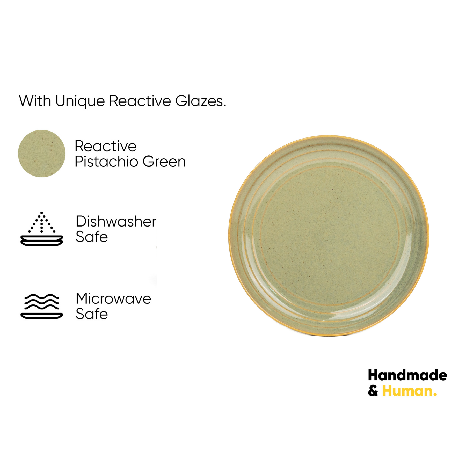 Ceramic Quarter Plate – Pista Green | Reactive Glaze Finish