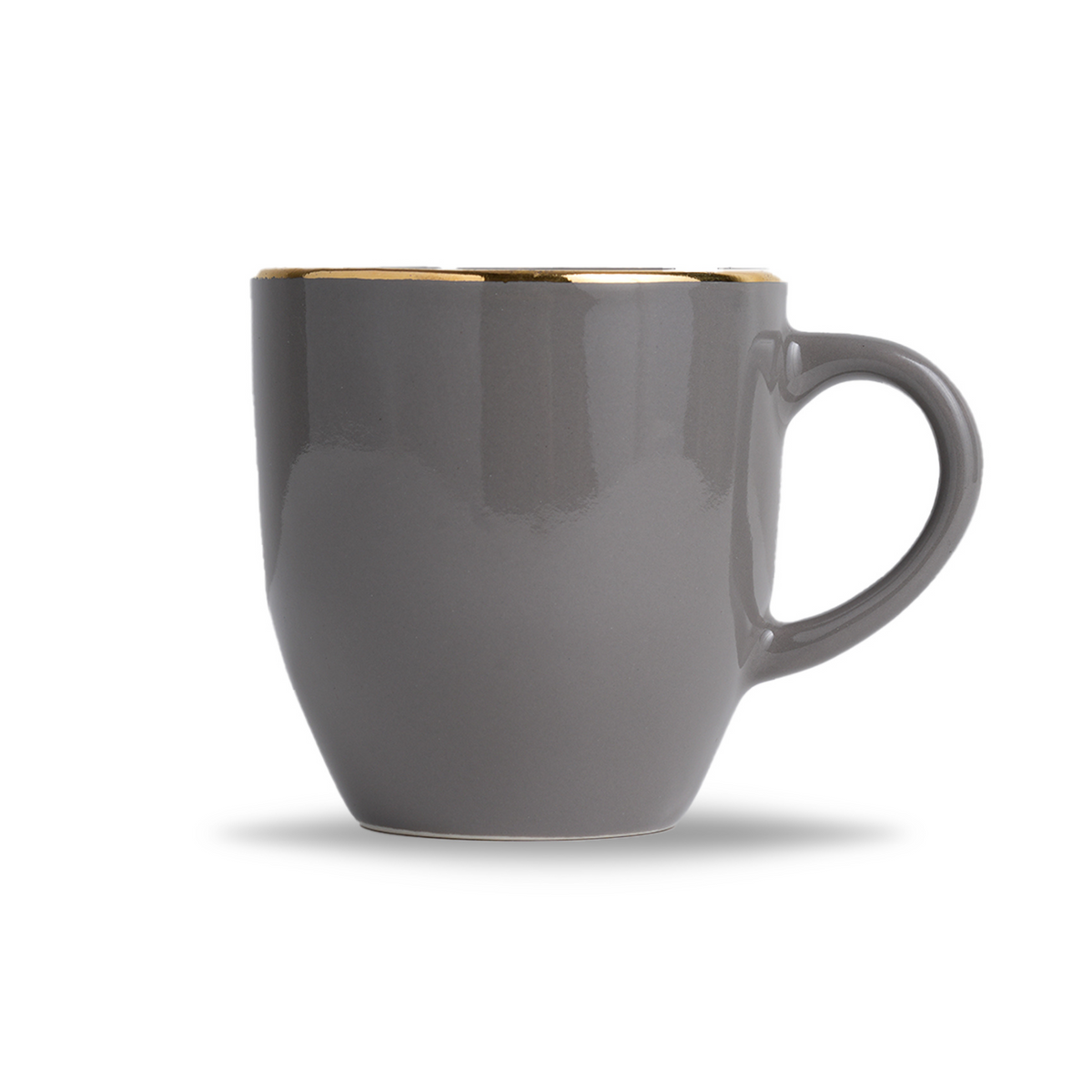 Ceramic Coffee Mug 300ml – Grey with Gold Detailing | Milk Mug