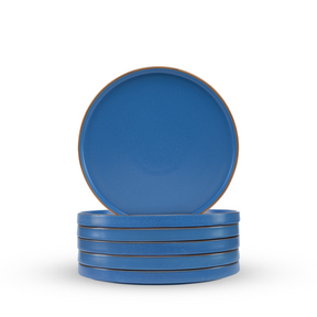 Japandi Quarter Plates Set of 6 | Matte Finish | Snack & Dessert Plates Blue