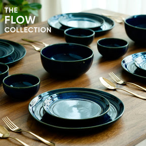 Ceramic Dinner Set | Flow Collection | 21 Pieces | Dinner Set For 6 | Blue