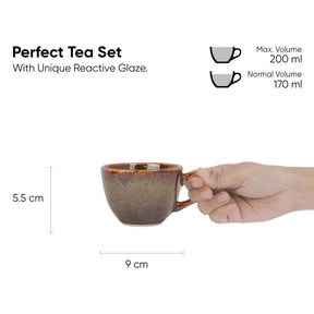 Ceramic Cup and Saucer Set of 6,  200ml | Revolve Collection