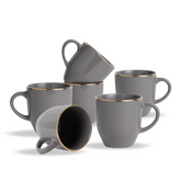 Shay Ceramic Coffee Mug Set of 6  Grey Gold, 300ml | Modern Tableware Online India