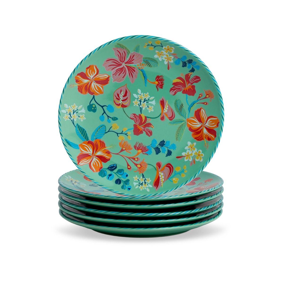 Quarter Plates Set of 6 – Big Bold Floral Mint