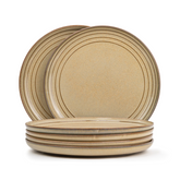 Ceramic Dinner Plates Set, 6 Pieces | Beige Self Reactive Collection