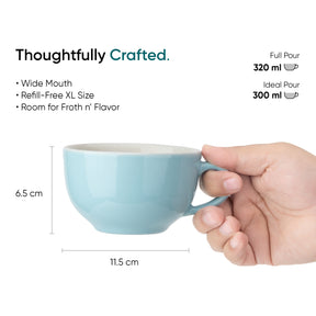 Large Ceramic Coffee Cup & Saucer Set 320ml | XL Cuppa Collection | Glossy Finish