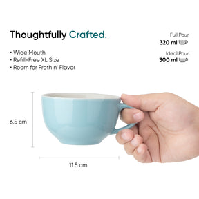 Large Ceramic Coffee Cup Set 320ml | XL Cuppa Collection | Glossy Finish
